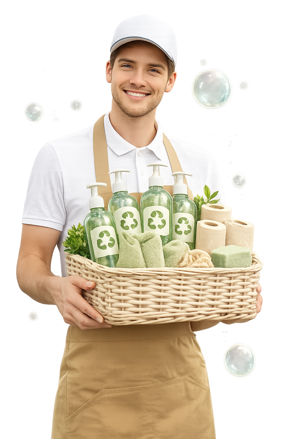 Eco-friendly cleaning essentials with a smile