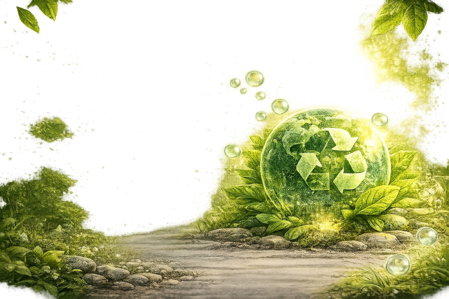 Green Earth surrounded by glowing foliage